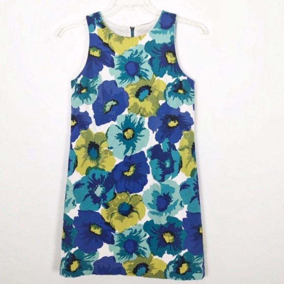 LOFT Blue Tone Floral Print Dress - Picture 1 of 4
